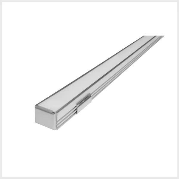 DXAP01KIT. Kit de perfil para tira extraplana de led, sin ceja, que incluye, perfil rectangular de aluminio de 2 m, mica difusa de 2 m